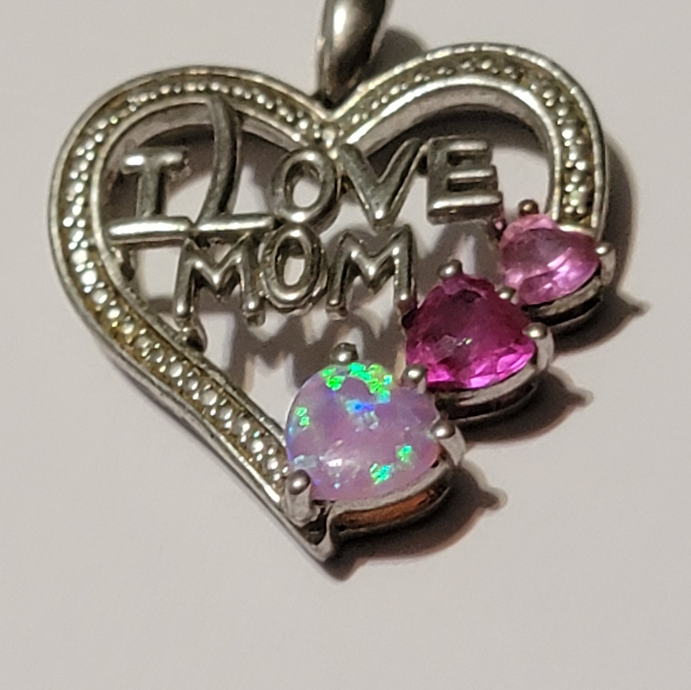 Sterling silver necklace pendant with jewels